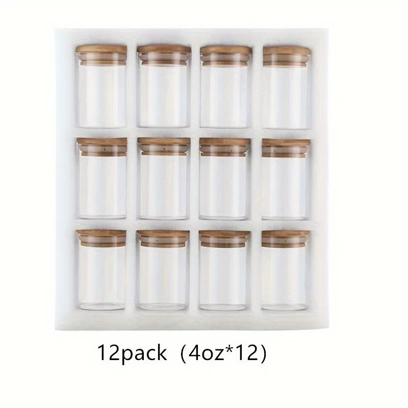 Glass Spice Jars with Bamboo Lid – 12‑Piece Airtight Set