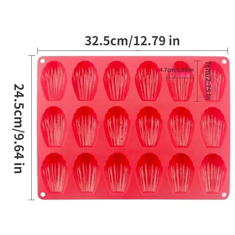 DIY Mini Madeleine Baking Mold – Food-Grade Silicone Shell Pan for Cakes & Cookies