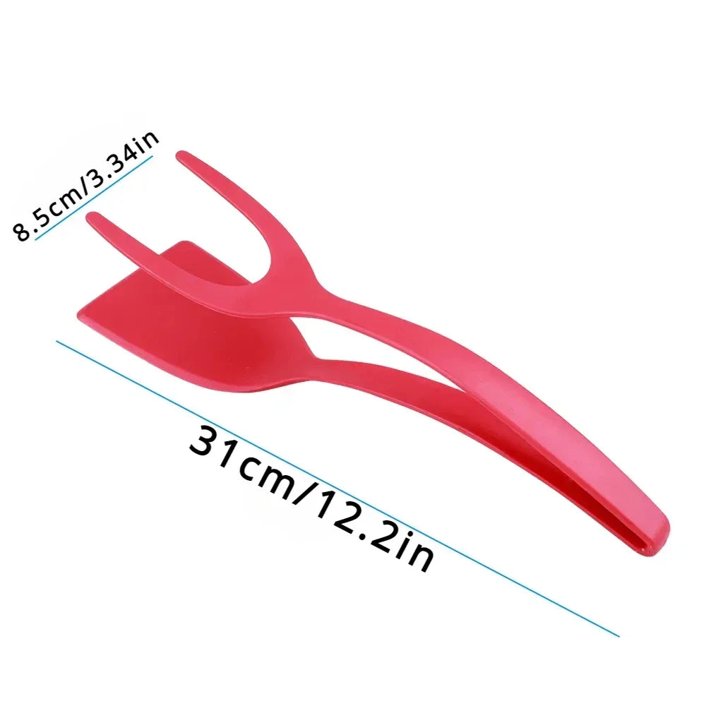 2-in-1 Nylon Grip Flip Tongs – Egg Spatula & Steak Turner