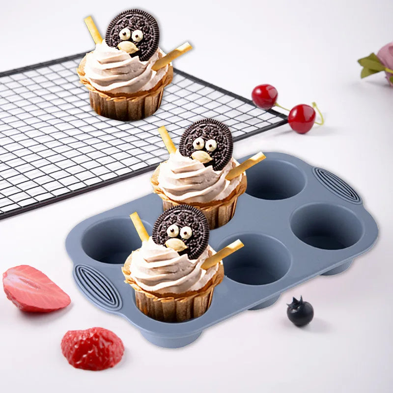6-Cup Silicone Cake & Muffin Mold – Non-Stick Baking Tray