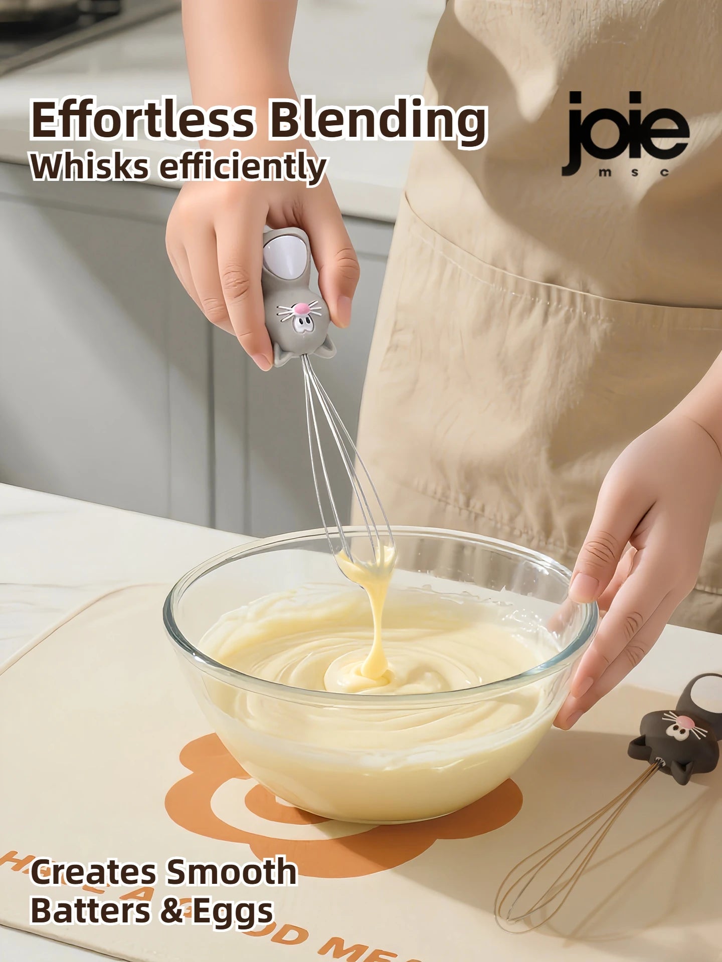 Joie Meow Little Whisk – Manual Stainless Steel Egg Beater