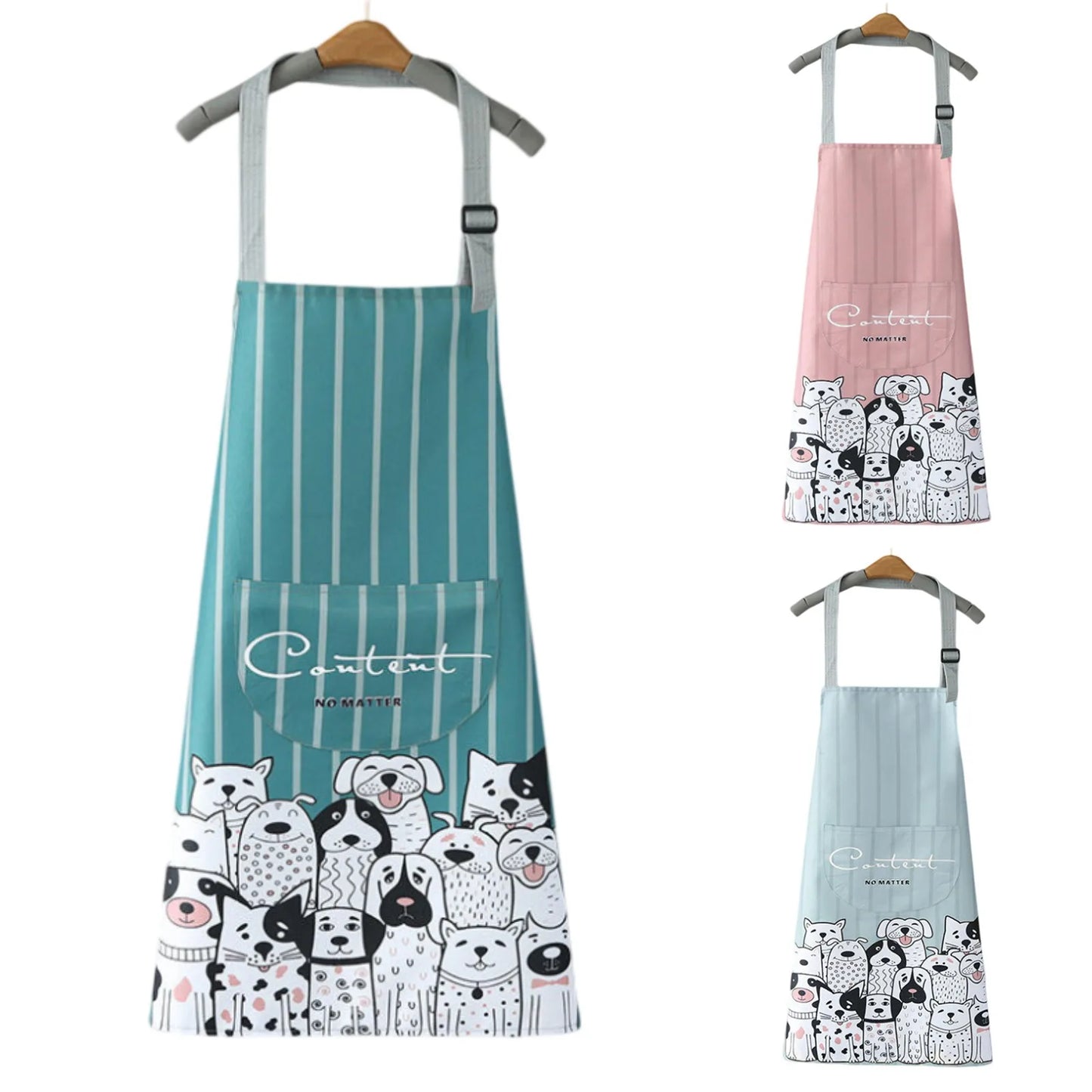 Household Creative Cartoon Print Kitchen Apron – Waterproof & Hanging Neck