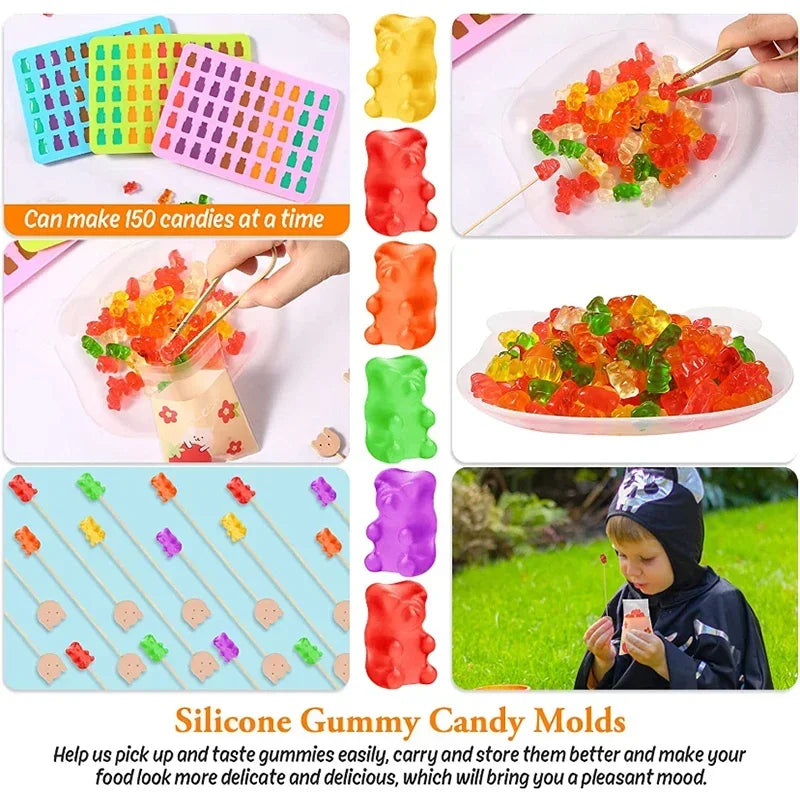 50-Cavity Bear Silicone Mold with Dropper – Candy & Ice Cube Tray