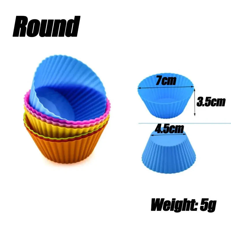 5/10/20/30pcs/lot Silicone Cake Mold Round Heart Shape Muffin Cupcake