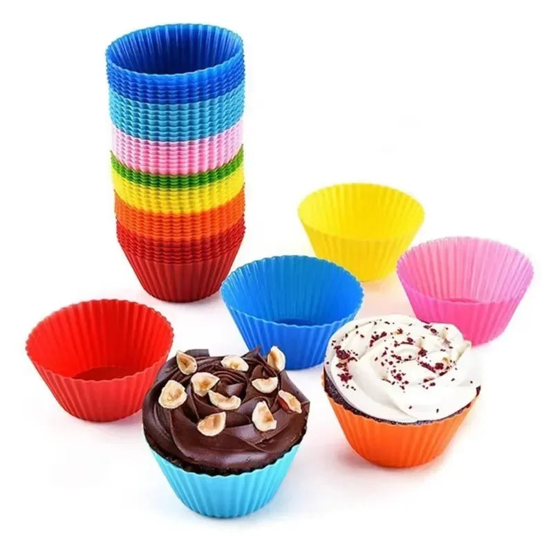 5/10/20/30pcs/lot Silicone Cake Mold Round Heart Shape Muffin Cupcake
