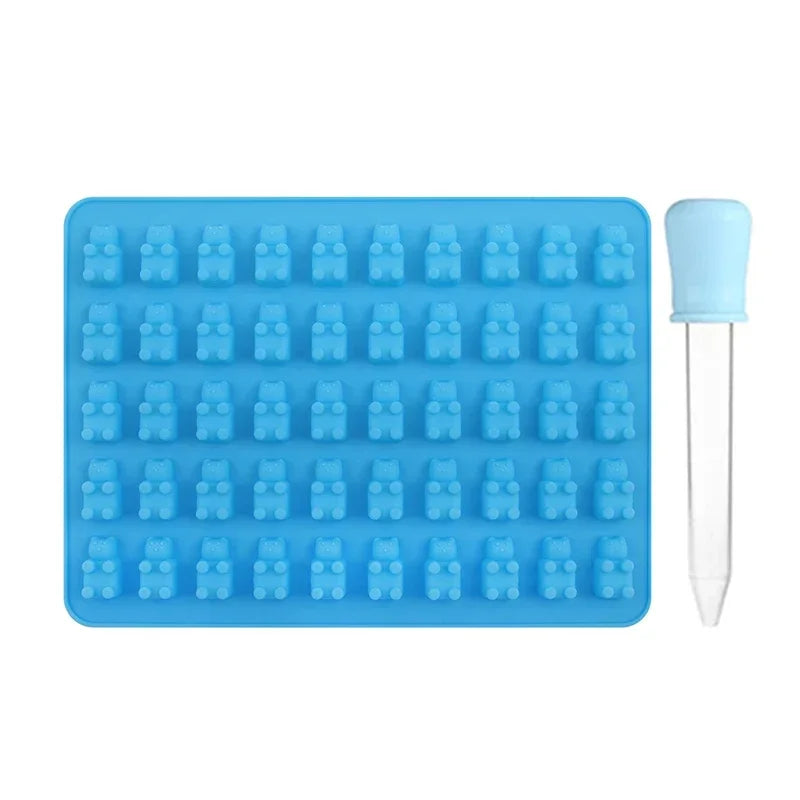 50-Cavity Bear Silicone Mold with Dropper – Candy & Ice Cube Tray