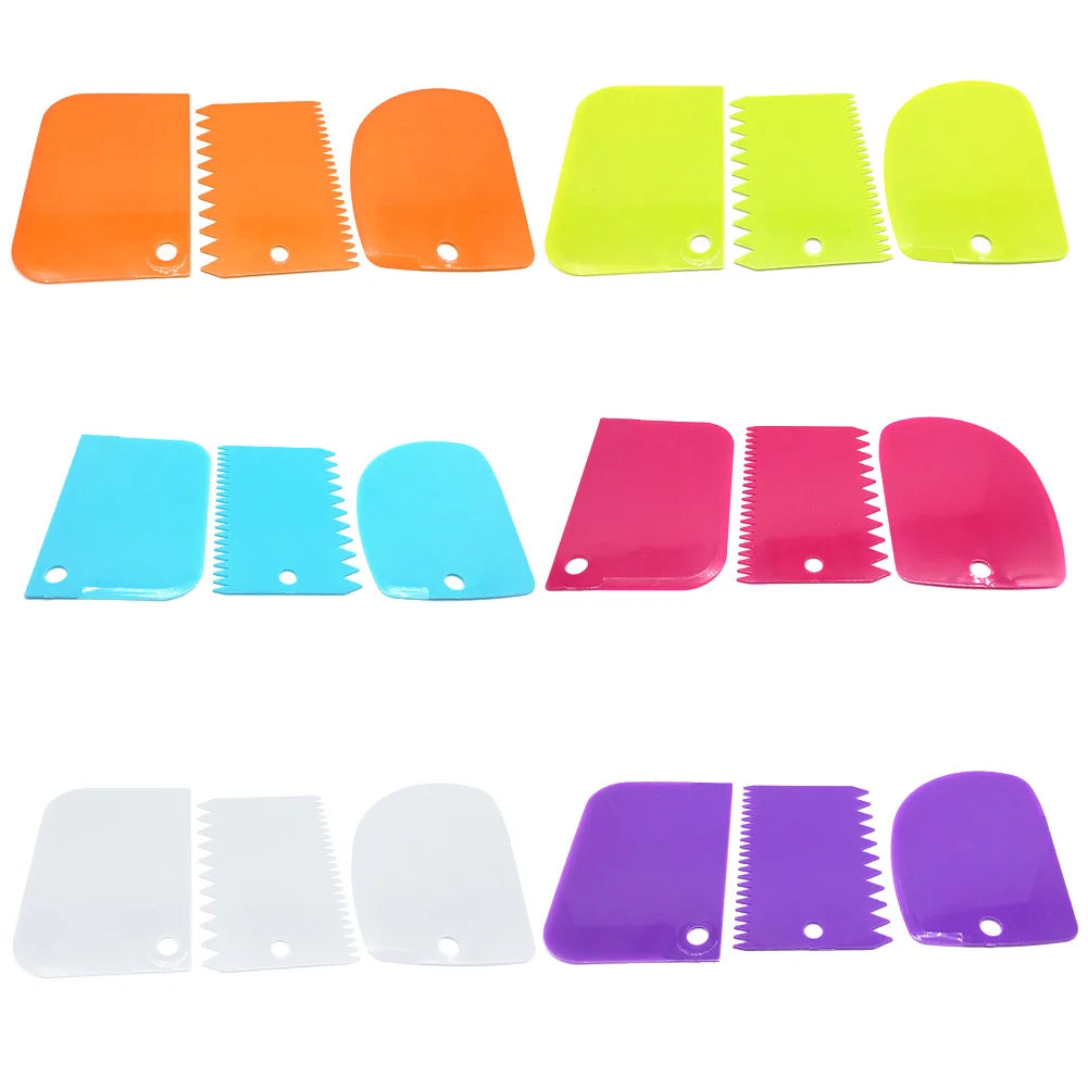 3-Piece Cake Cream Scraper Set – Fondant & Baking Tools
