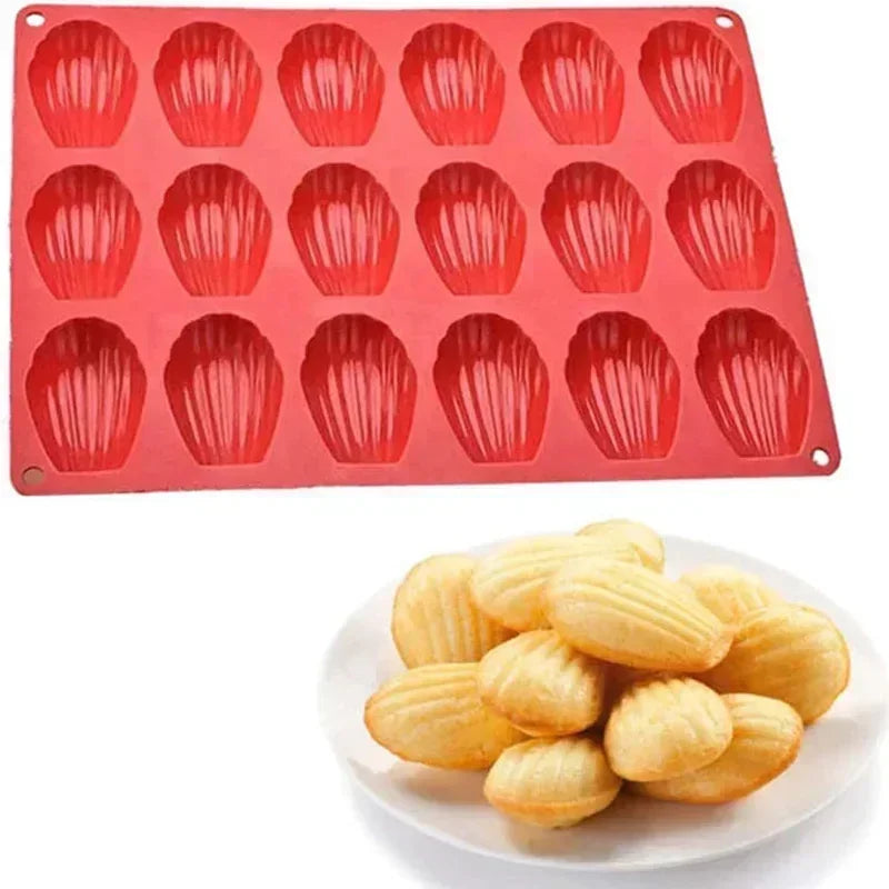 DIY Mini Madeleine Baking Mold – Food-Grade Silicone Shell Pan for Cakes & Cookies