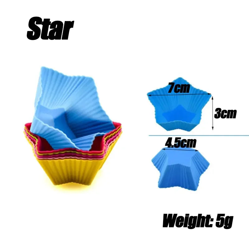 5/10/20/30pcs/lot Silicone Cake Mold Round Heart Shape Muffin Cupcake