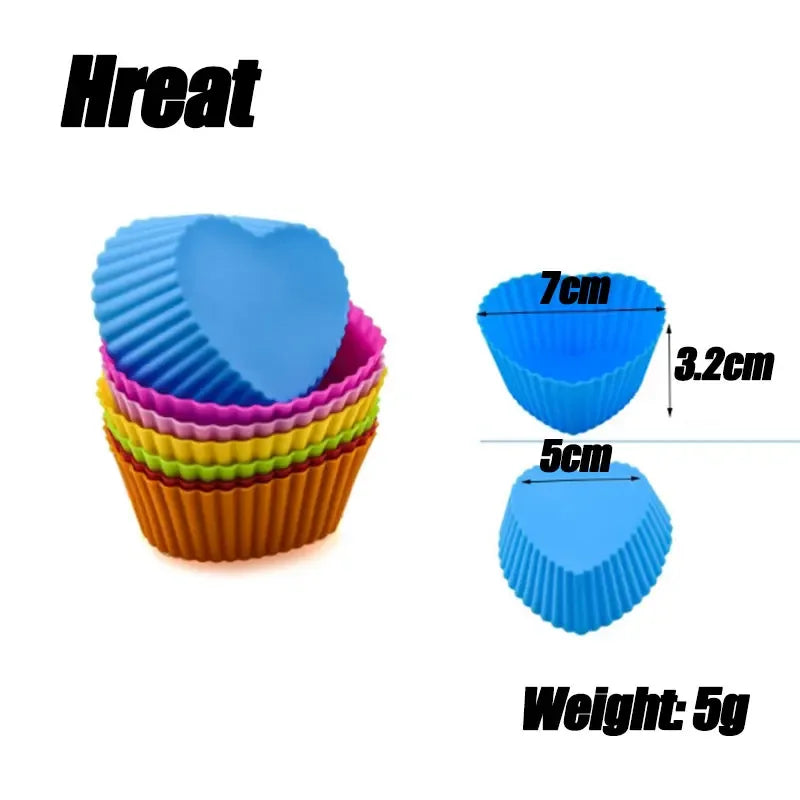 5/10/20/30pcs/lot Silicone Cake Mold Round Heart Shape Muffin Cupcake