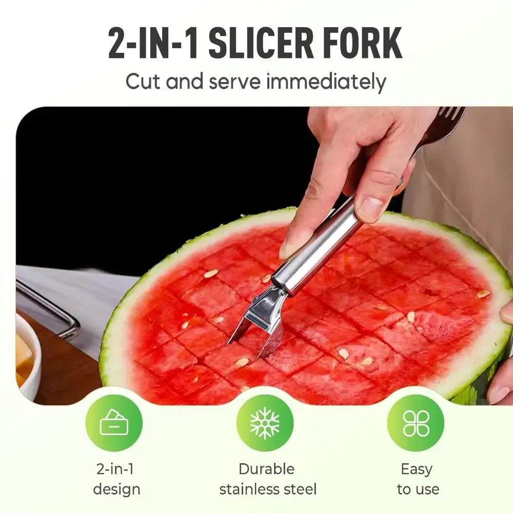 2-in-1 Watermelon Cutter & Fork Slicer – Stainless Stee