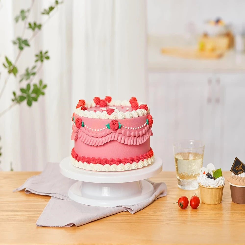 1/6pcs Cake Turntable Set with 2 Frosting Spatula 3 Icing Smoother Scraper