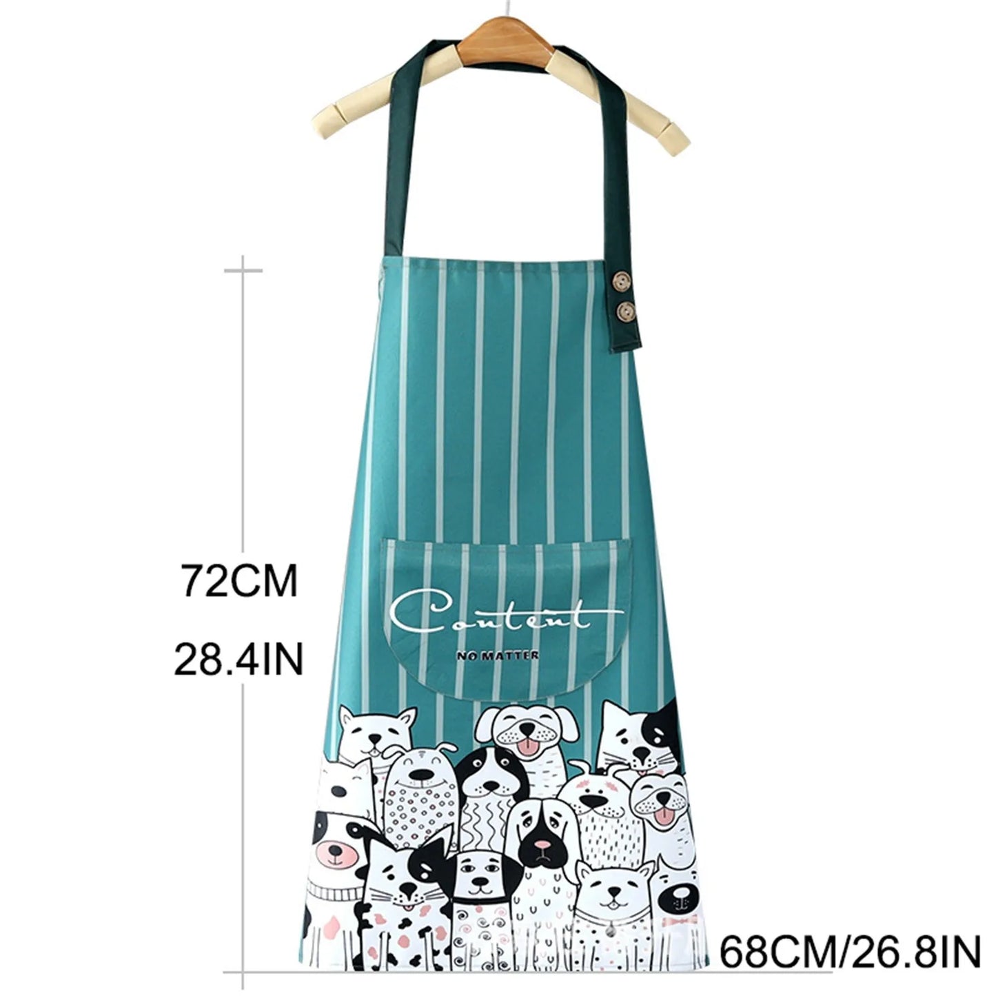 Household Creative Cartoon Print Kitchen Apron – Waterproof & Hanging Neck
