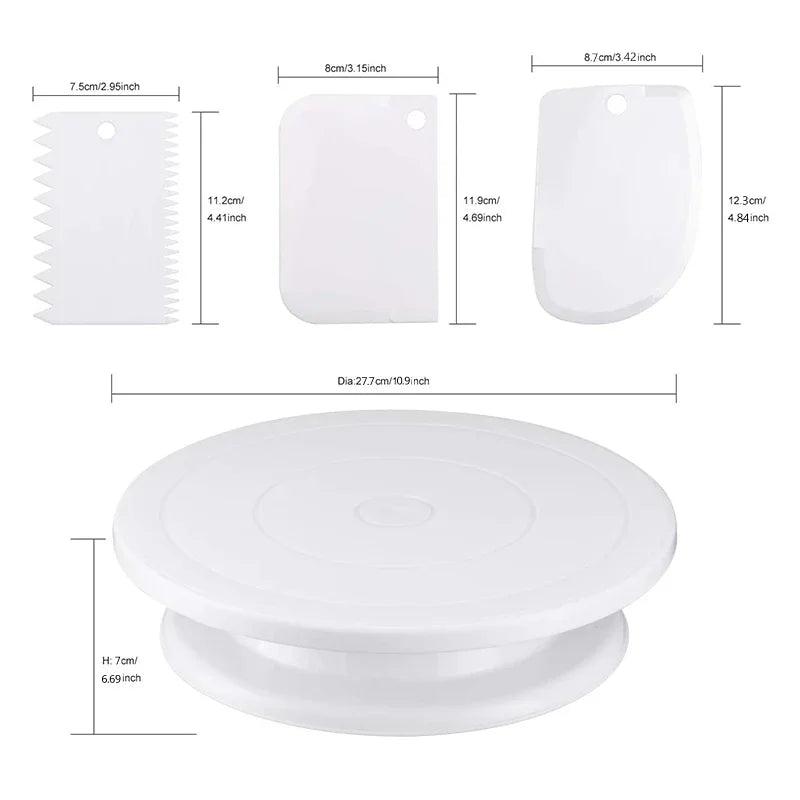 Cake Decorating Tool Kit – Rotating Turntable, Spatula & Leveler Set