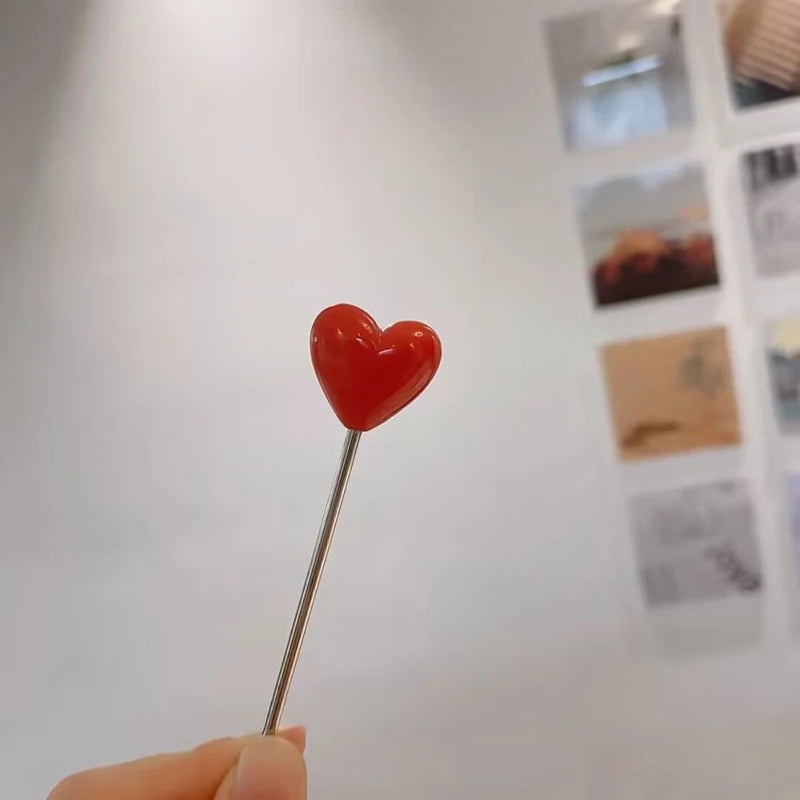 Love Heart Mini Fork Set with Holder – 10pcs Metal Reusable Fruit and Cake Picks