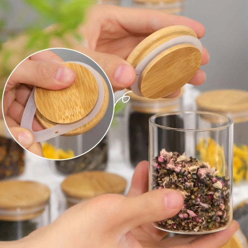 Glass Spice Jars with Bamboo Lid – 12‑Piece Airtight Set