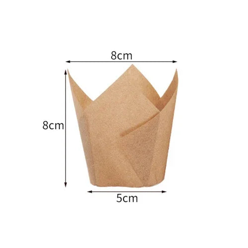50pcs Tulip Muffin Cupcake Paper Cups Oilproof Cupcakes Liner