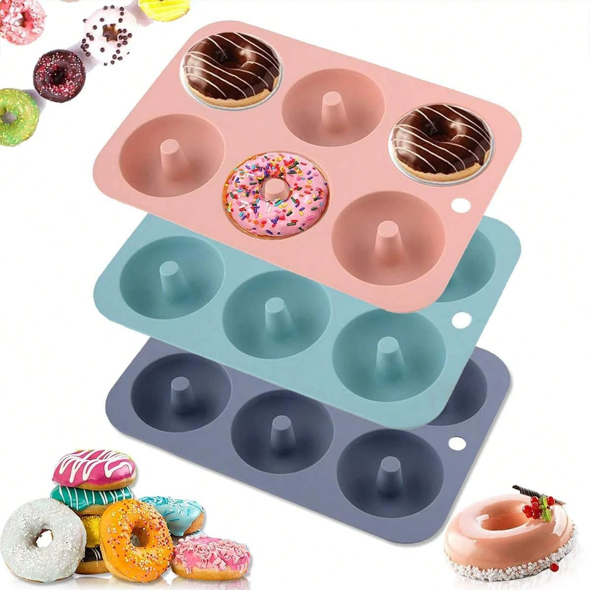 6-Hole Silicone Donuts Mold – Non-Stick Flexible Baking Tray