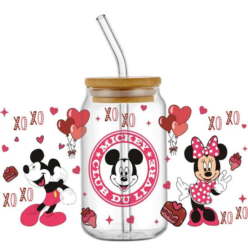 Cute Kitty & Mickey UV DTF Wrap – Waterproof Transfer for Tumblers