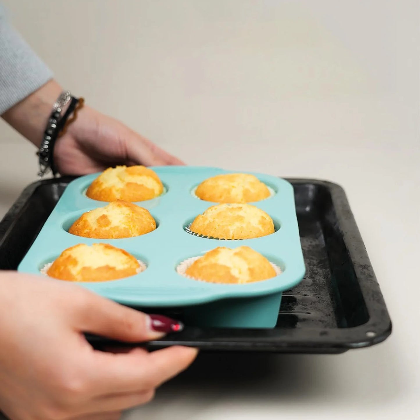Silicone Cake Mold Pan 6 Cup Baking Tray Non-Stick Muffin Mould