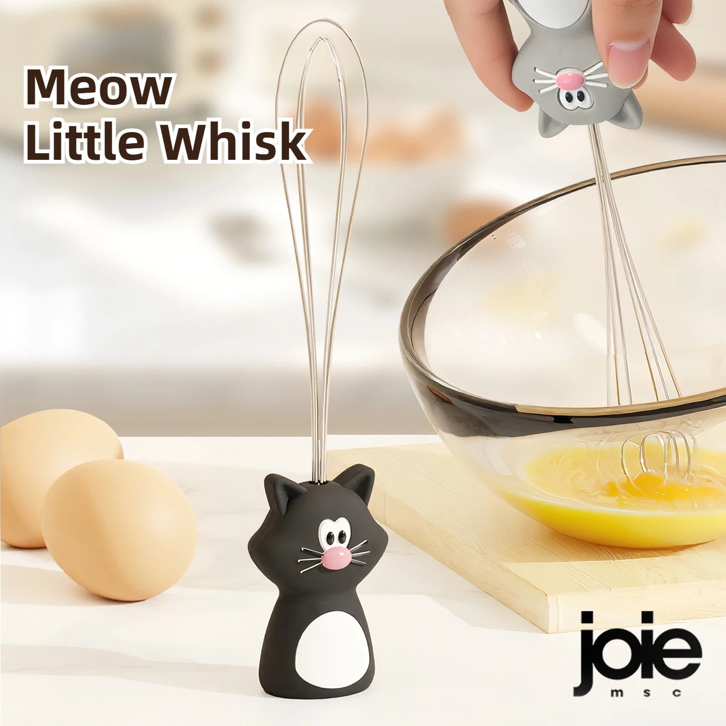 Joie Meow Little Whisk – Manual Stainless Steel Egg Beater