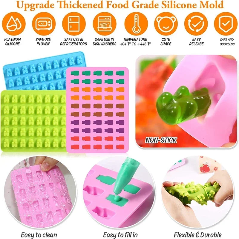 50-Cavity Bear Silicone Mold with Dropper – Candy & Ice Cube Tray