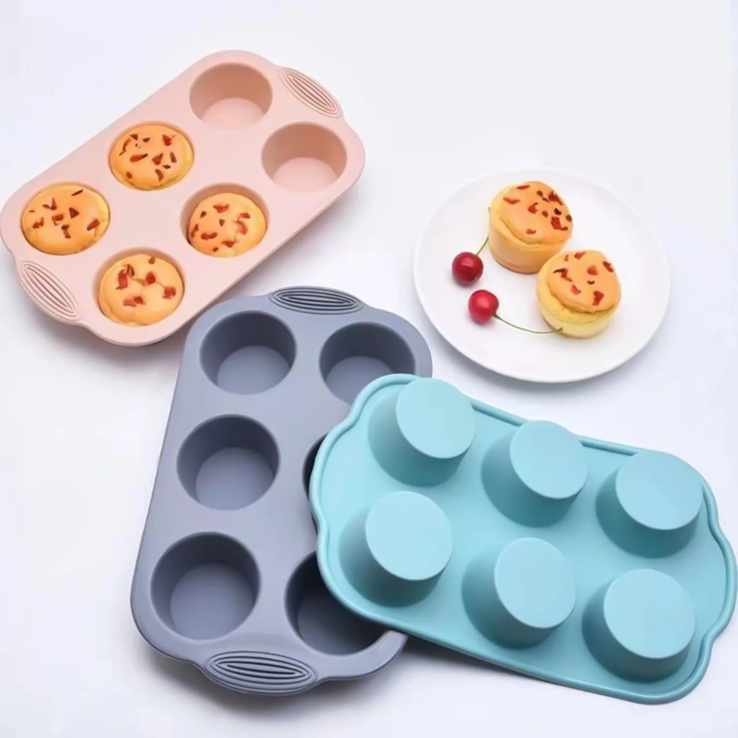 Silicone Cake Mold Pan 6 Cup Baking Tray Non-Stick Muffin Mould