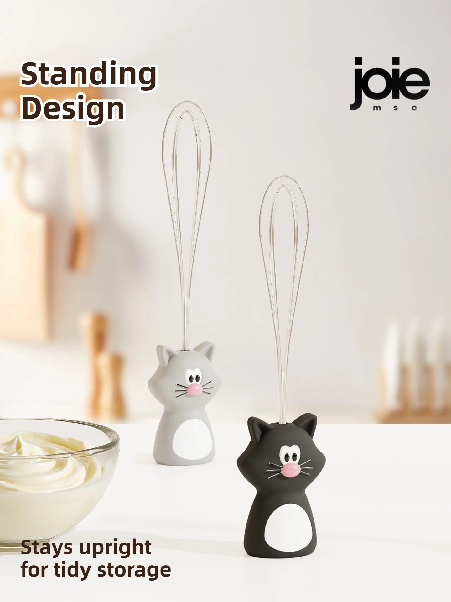 Joie Meow Little Whisk – Manual Stainless Steel Egg Beater