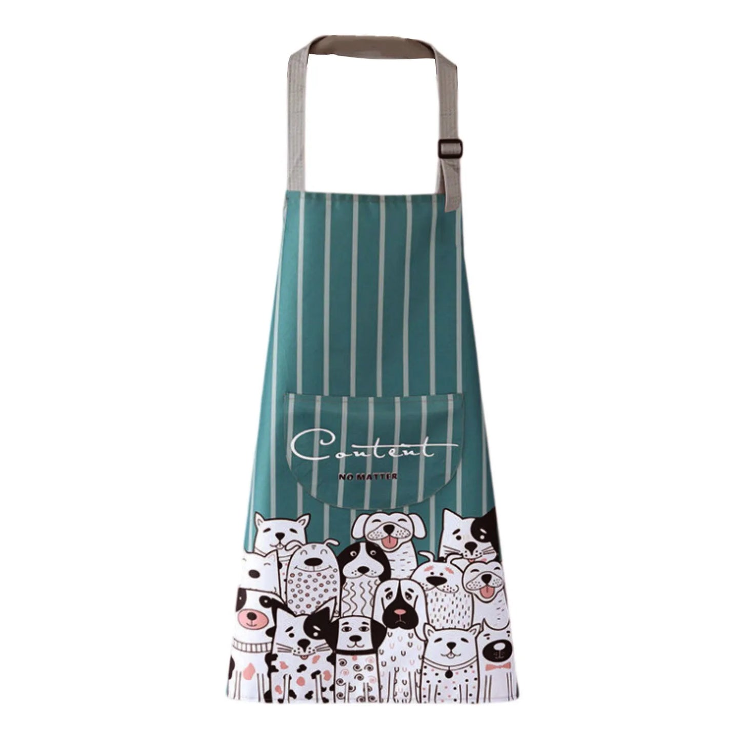 Household Creative Cartoon Print Kitchen Apron – Waterproof & Hanging Neck