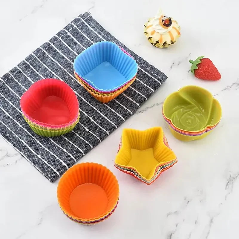 5/10/20/30pcs/lot Silicone Cake Mold Round Heart Shape Muffin Cupcake