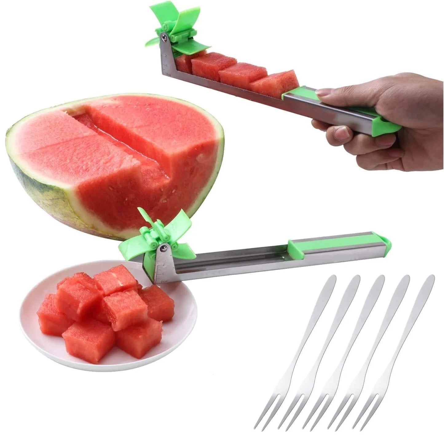 Stainless Steel Windmill Watermelon Cutter – Quick Fruit Slicer Tool