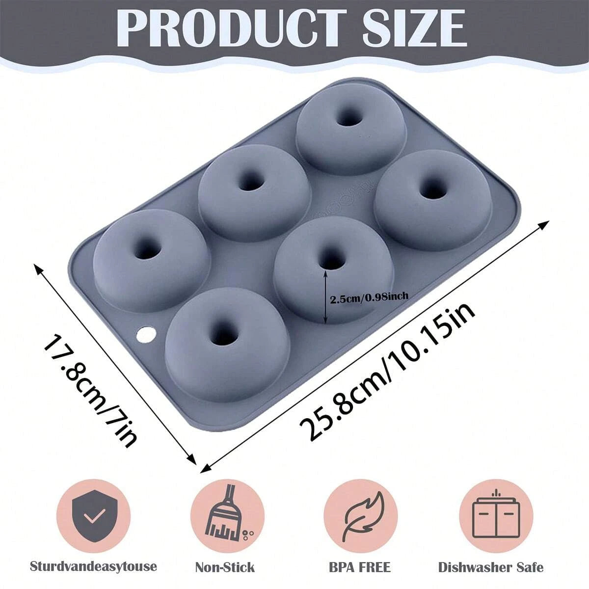 6-Hole Silicone Donuts Mold – Non-Stick Flexible Baking Tray