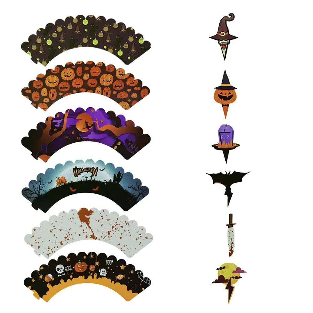 SpookyBake™ Halloween Pumpkin & Witch Cupcake Wrapper & Topper Set
