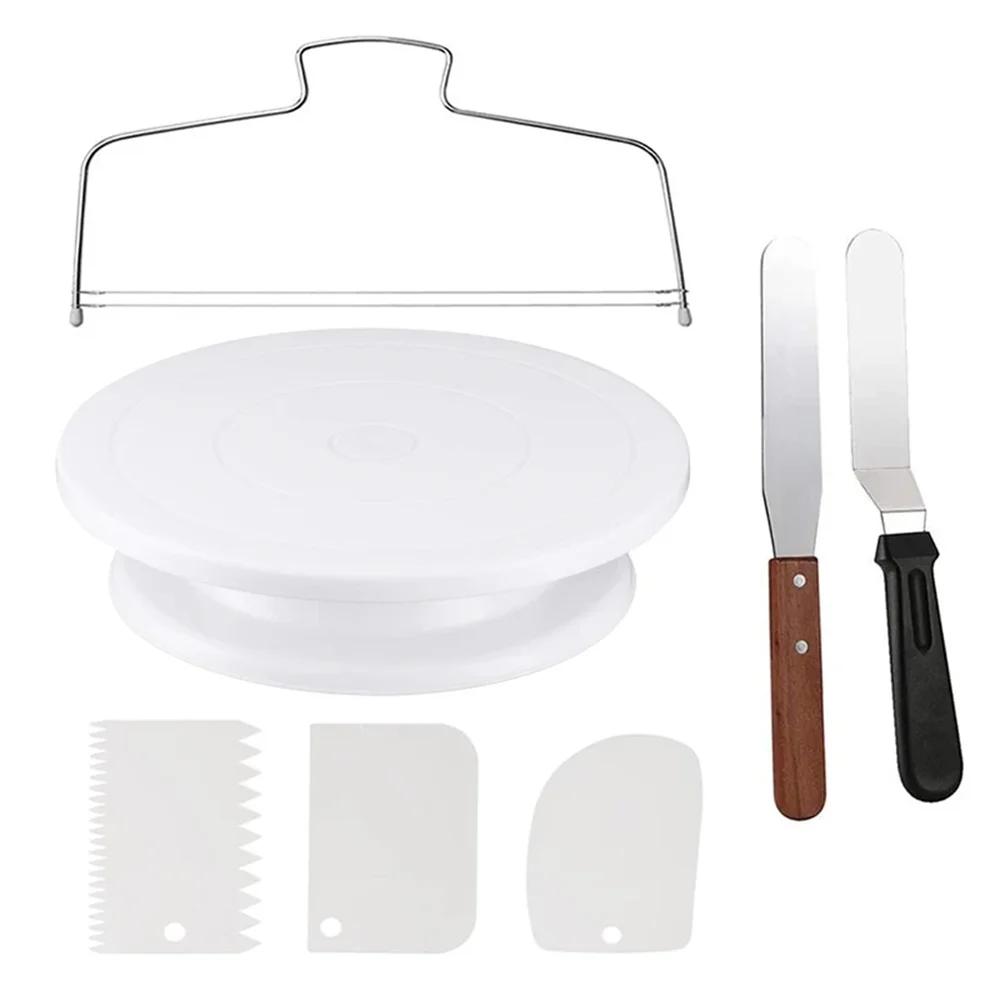 Cake Decorating Tool Kit – Rotating Turntable, Spatula & Leveler Set