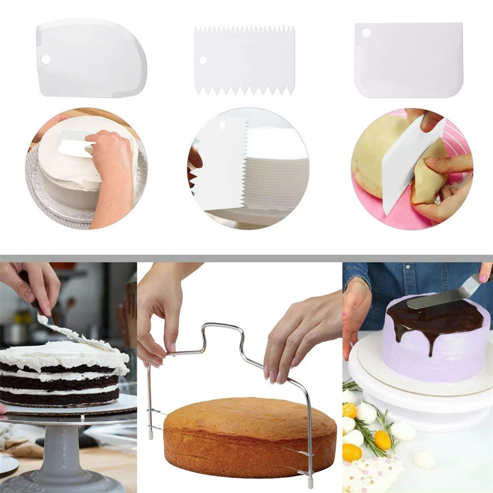 Cake Decorating Tool Kit – Rotating Turntable, Spatula & Leveler Set