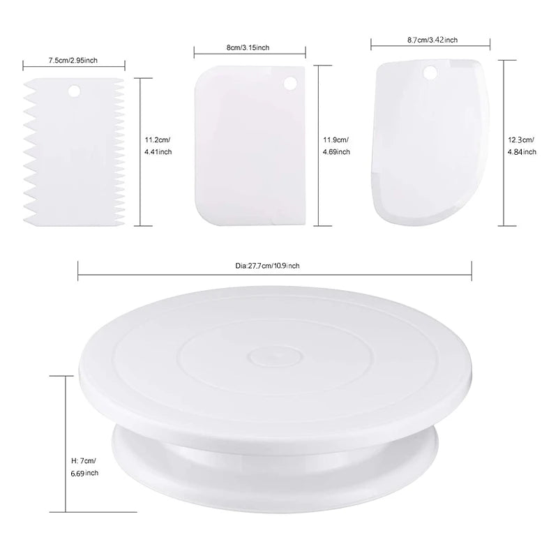 7-Pcs Cake Decorating Tools Kit – Turntable, Spatulas & Icing Smoother