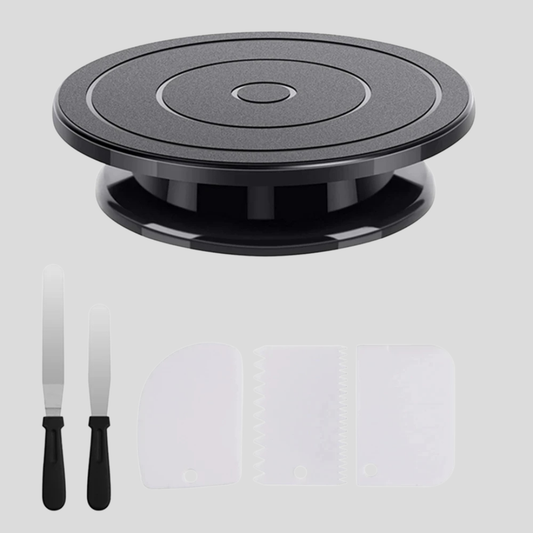 1/6pcs Cake Turntable Set with 2 Frosting Spatula 3 Icing Smoother Scraper