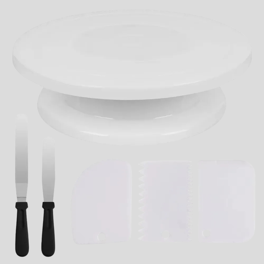 7-Pcs Cake Decorating Tools Kit – Turntable, Spatulas & Icing Smoother