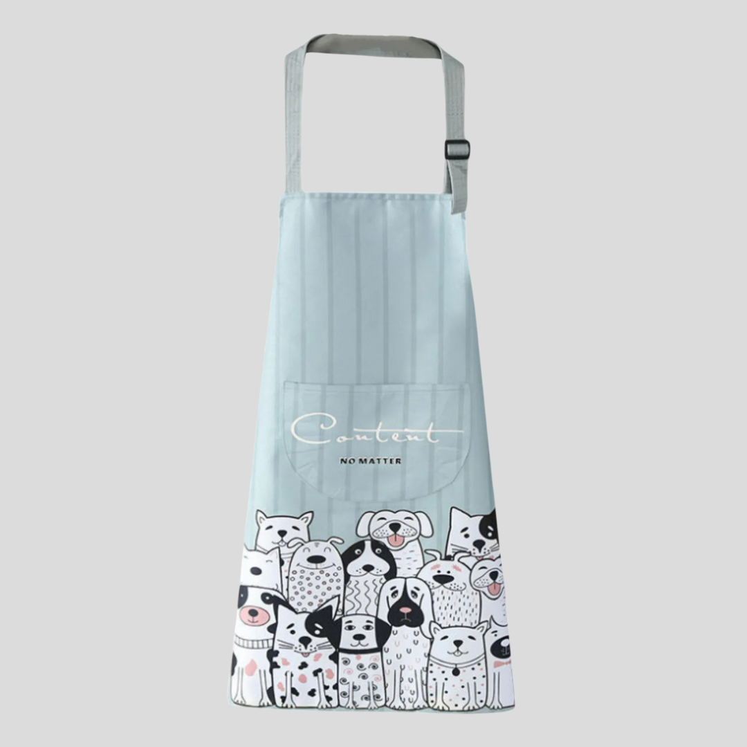 Household Creative Cartoon Print Kitchen Apron – Waterproof & Hanging Neck