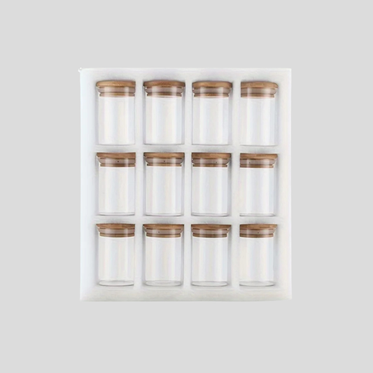 Glass Spice Jars with Bamboo Lid – 12‑Piece Airtight Set